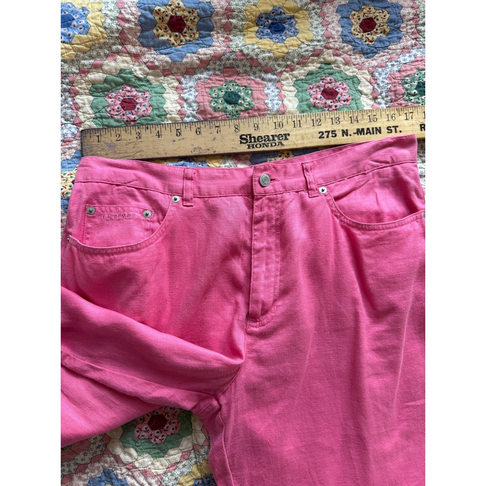 Lauren Ralph Lauren Pink 100% Linen Wide Leg Pants Womens 14 High Rise Trousers - Picture 3 of 8
